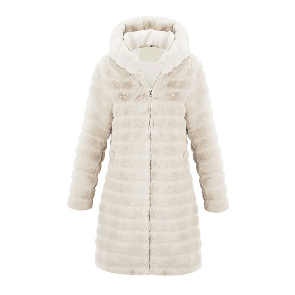 Long Faux Fur Coat Hooded Winter Jacket Loose Oversized Warm